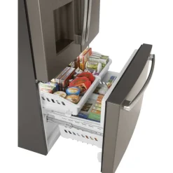 GE 25.5 Cu Ft 36 In Refrigerator Slate Bottom Freezer, French door - GFE26JMMES