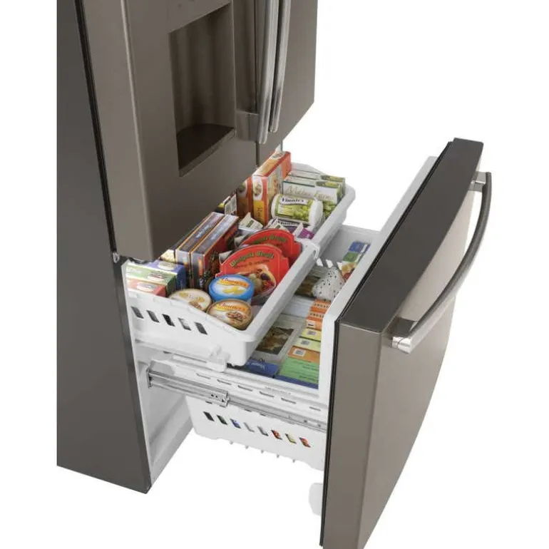 GE 25.5 Cu Ft 36 In Refrigerator Slate Bottom Freezer, French door - GFE26JMMES