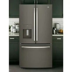GE 25.5 Cu Ft 36 In Refrigerator Slate Bottom Freezer, French door - GFE26JMMES