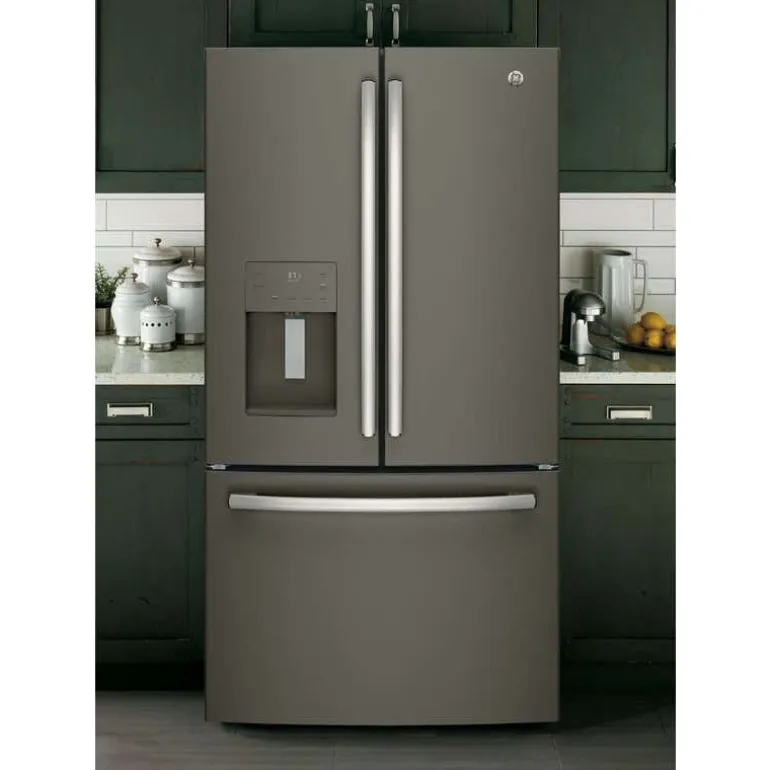 GE 25.5 Cu Ft 36 In Refrigerator Slate Bottom Freezer, French door - GFE26JMMES