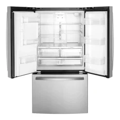 GE 25.6 Cu Ft 36 In Refrigerator Stainless Steel Bottom Freezer, French door - GFE26JYMFS