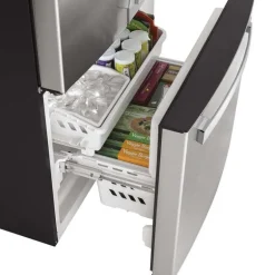 GE 18.6 Cu Ft 33 In Refrigerator Stainless Steel Bottom Freezer, French door - GWE19JYLFS