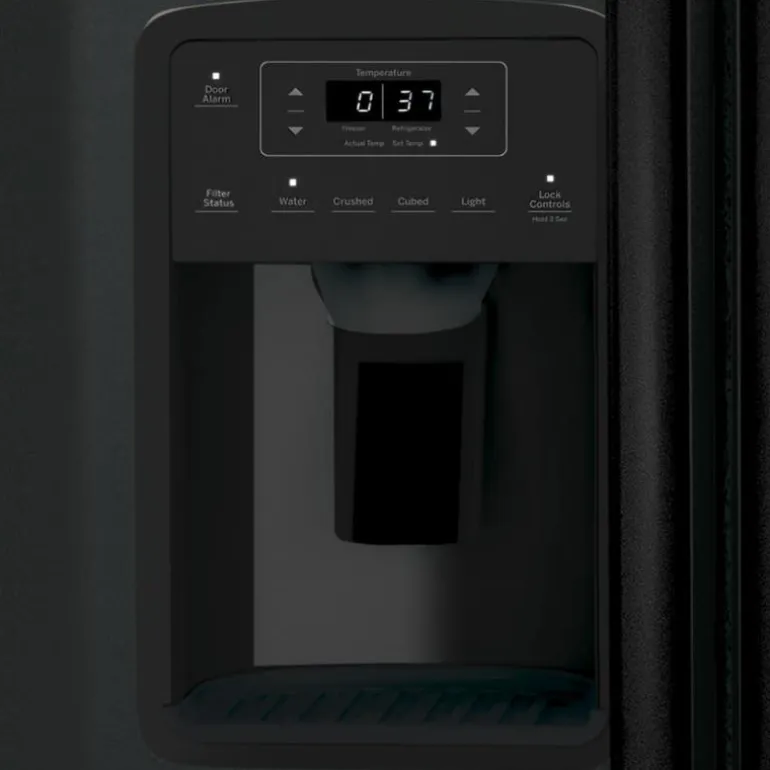 GE 23.2 Cu Ft 33 In Refrigerator Black Side by side - GSS23GGPBB
