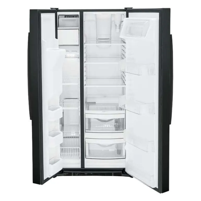 GE 23.2 Cu Ft 33 In Refrigerator Black Side by side - GSS23GGPBB