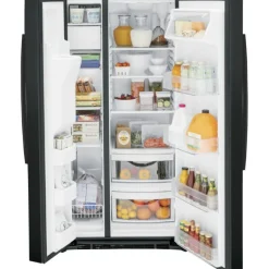 GE 23.2 Cu Ft 33 In Refrigerator Black Side by side - GSS23GGPBB