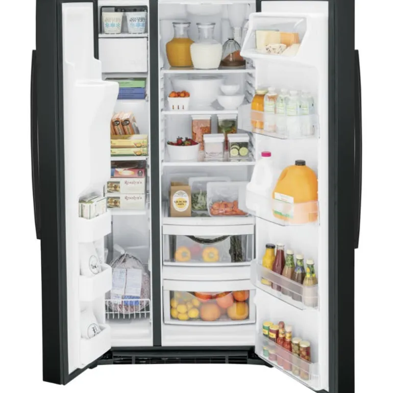 GE 23.2 Cu Ft 33 In Refrigerator Black Side by side - GSS23GGPBB