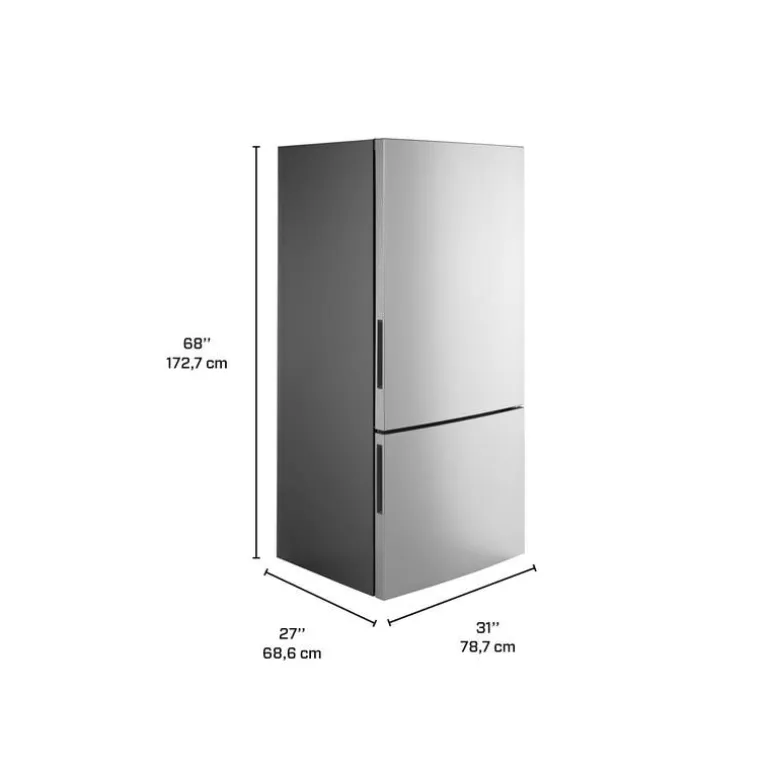 GE 17,7 Cu Ft 31 In Refrigerator Stainless Steel Bottom Freezer - GBE17HYRFS