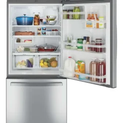 GE 24.8 Cu Ft 33 In Refrigerator Stainless Steel Bottom Freezer - GDE25EYKFS