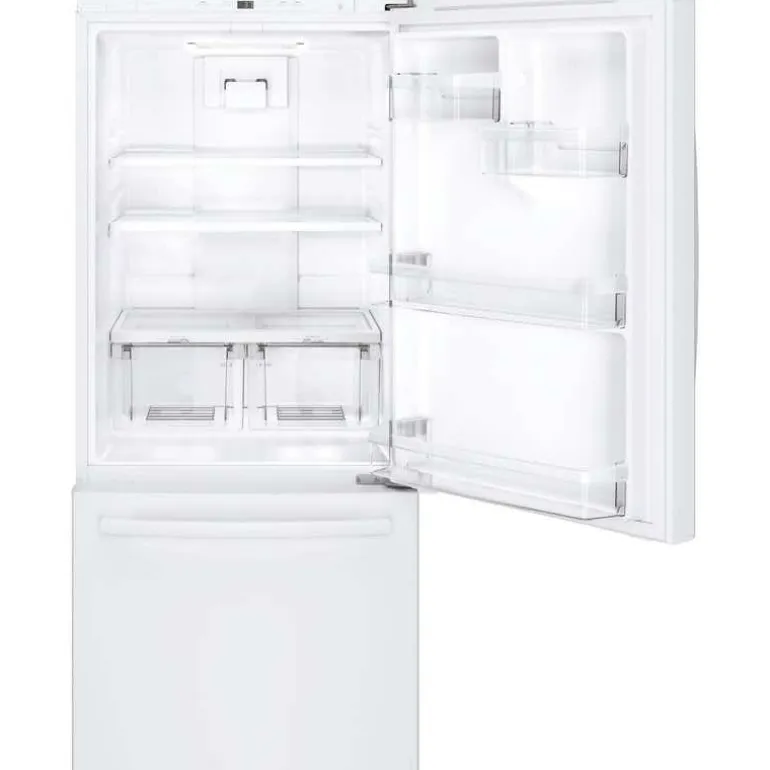 GE 20.9 Cu Ft 30 In Refrigerator White Bottom Freezer - GDE21DGKWW