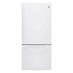 GE 20.9 Cu Ft 30 In Refrigerator White Bottom Freezer - GDE21DGKWW