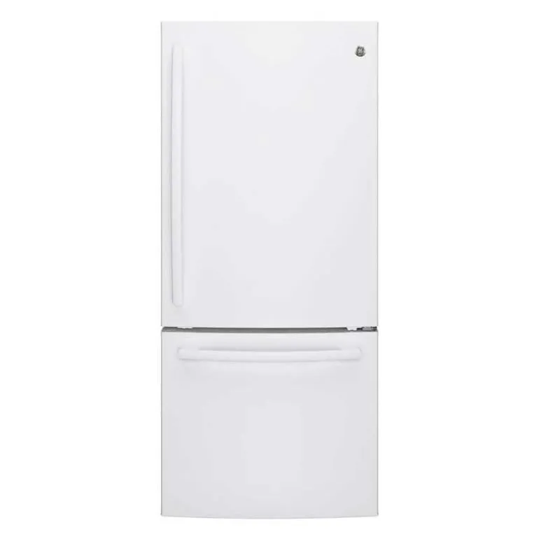 GE 20.9 Cu Ft 30 In Refrigerator White Bottom Freezer - GDE21DGKWW