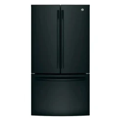 GE 26.7 Cu Ft 36 In Refrigerator Black Bottom Freezer, French door - GNE27JGMBB