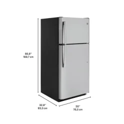 GE 18 Cu Ft 30 In Refrigerator Stainless Steel Top Freezer - GTE18FSLKSS