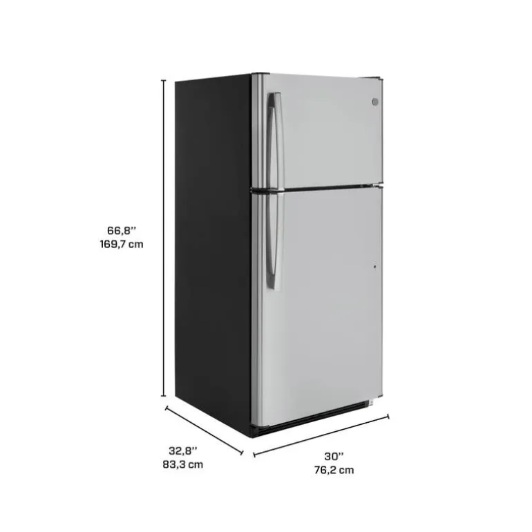 GE 18 Cu Ft 30 In Refrigerator Stainless Steel Top Freezer - GTE18FSLKSS