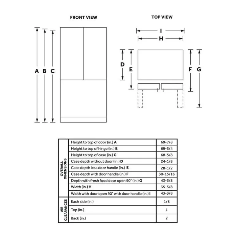 GE 20,6 Cu Ft 36 In Refrigerator Stainless Steel Bottom Freezer, French door - GYE21JYMFS