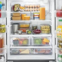 GE 24,7 Cu Ft 33 In Refrigerator Stainless Steel Bottom Freezer, French door - GNE25JYKFS