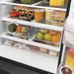 GE 24,7 Cu Ft 33 In Refrigerator Stainless Steel Bottom Freezer, French door - GNE25JYKFS