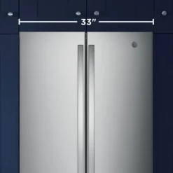 GE 24,7 Cu Ft 33 In Refrigerator Stainless Steel Bottom Freezer, French door - GNE25JYKFS