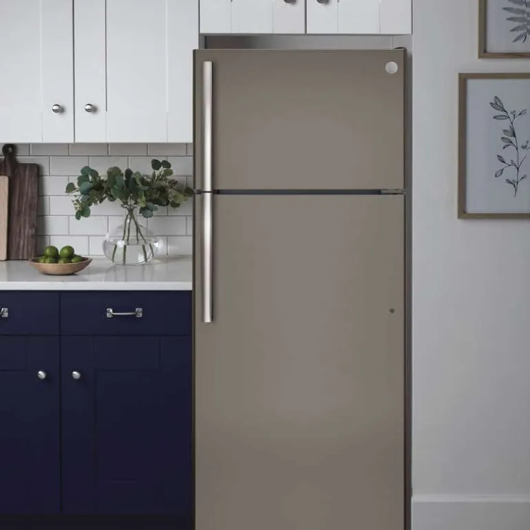GE 17.5 Cu Ft 30 In Refrigerator Slate Top Freezer - GTE18GMNRES