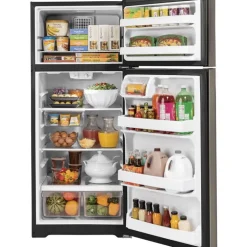 GE 17.5 Cu Ft 30 In Refrigerator Slate Top Freezer - GTE18GMNRES