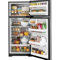 GE 16.6 Cu Ft 29 In Refrigerator Stainless Steel Top Freezer - GTE17GSNRSS