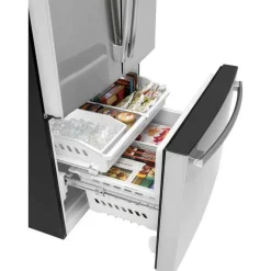 GE 27 Cu Ft 36 In Réfrigerator Stainless Steel Bottom Freezer, French door - GNE27JYMFS