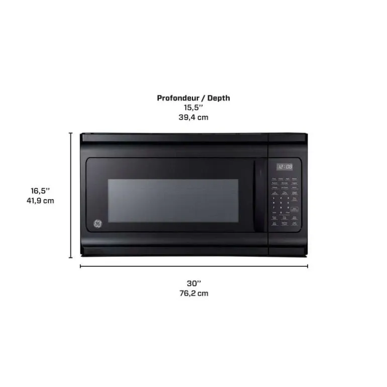 GE 1.6 Cu Ft Microwave/Hood, Black, 300 - JVM2160DMBB