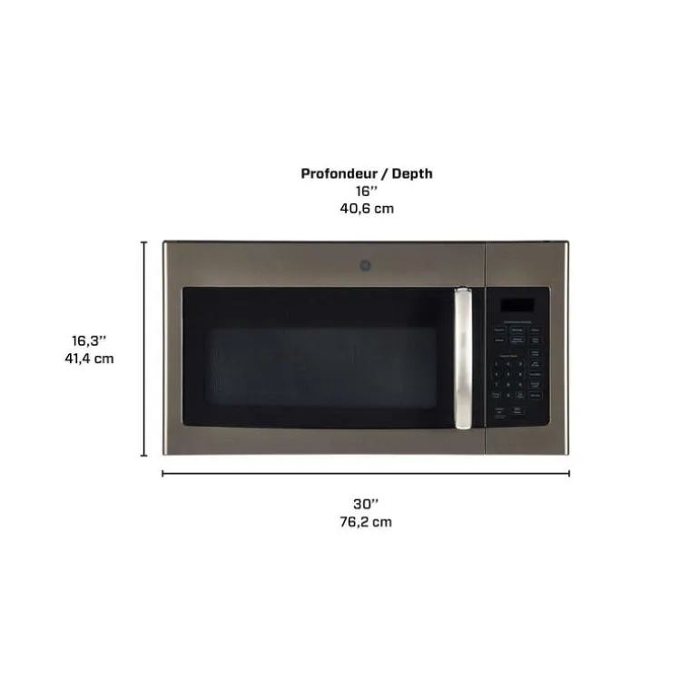 GE 1.6 Cu Ft Microwave/Hood, Slate, 300 - JVM1635SLJC