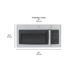 GE 1.6 Cu Ft Microwave/Hood, Stainless Steel, 300 - JVM1635SFC