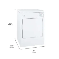 GE 3.6 Cu Ft Portable Dryer Front-Load White 24" - PSKP333EBWW