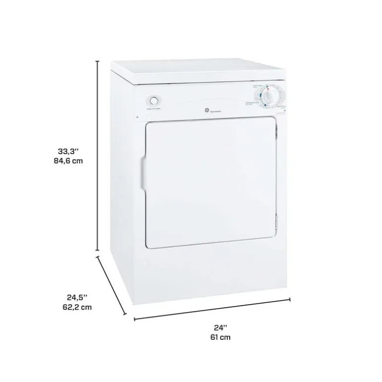 GE 3.6 Cu Ft Portable Dryer Front-Load White 24" - PSKP333EBWW