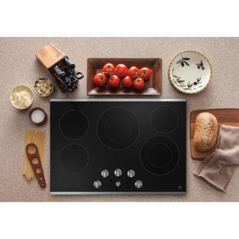 GE Cooktop Glass-Ceramic Stainless Steel 30" Electric Stainless Steel - JEP5030STSS