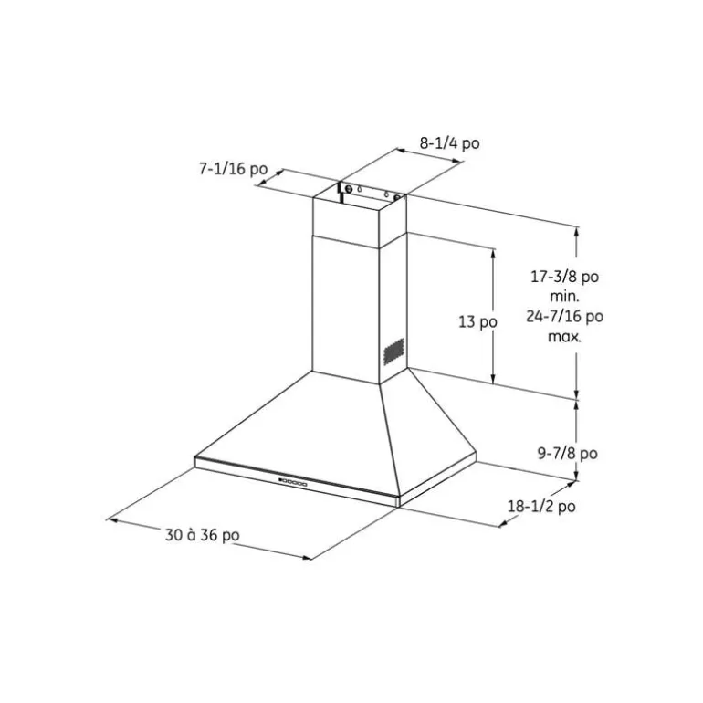 GE Hood Wall Mount Stainless Steel 30" , 350 CFM - JVW5301SJSSC