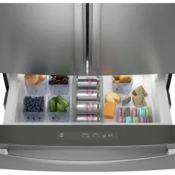 GE Profile 28,7 Cu Ft 36 In Refrigerator Stainless Steel Bottom Freezer, French door - PGE29BYTFS