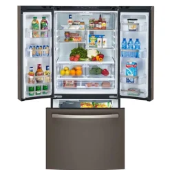 GE Profile 20.8 Cu Ft 30 In Refrigerator Slate Bottom Freezer, French door - PNE21NMLKES