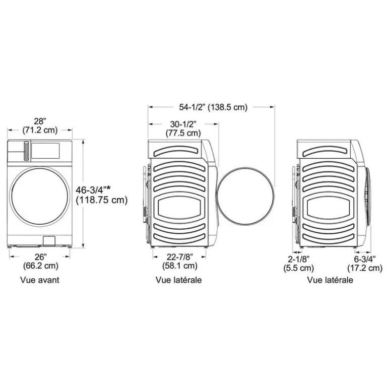 GE Profile 2 in 1 Dryer Washer, White, 28", Front-Load - PFQ83HSSWWW