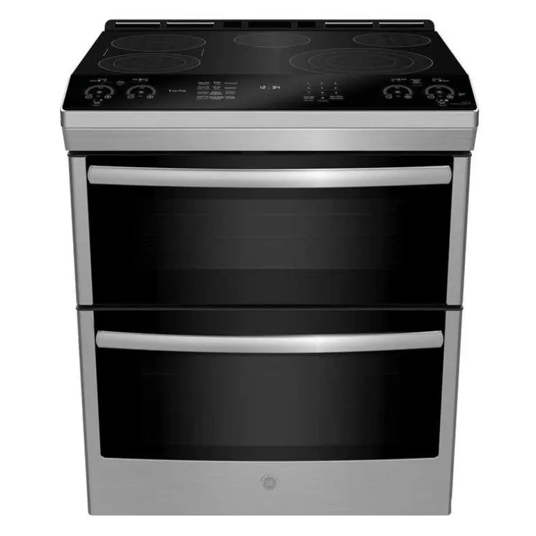 GE Profile 30 In Double Slide-In Range Stainless Steel 30" Electric Glass-Ceramic - PCS980YMFS