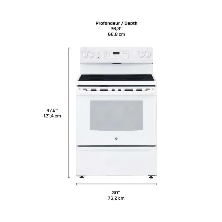 GE Range White 30" Electric Glass-Ceramic - JCBS630DKWW