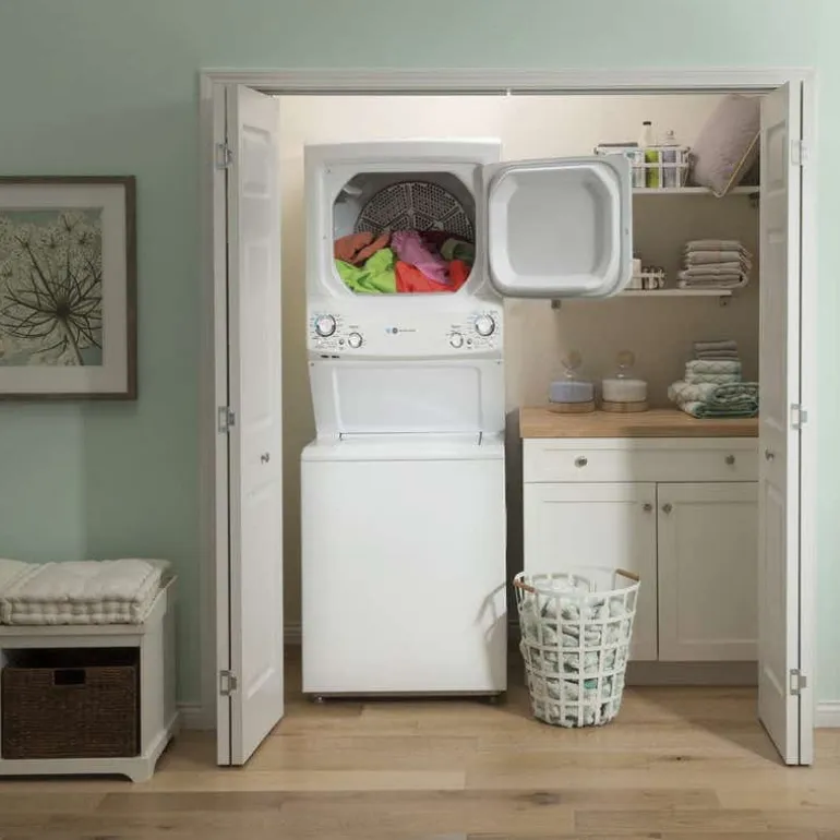 GE Spacemaker washer dryer, White, 27'', 800 RPM - GUD27EEMNWW