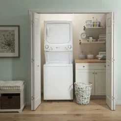 GE Spacemaker washer dryer, White, 27'', 800 RPM - GUD27EEMNWW