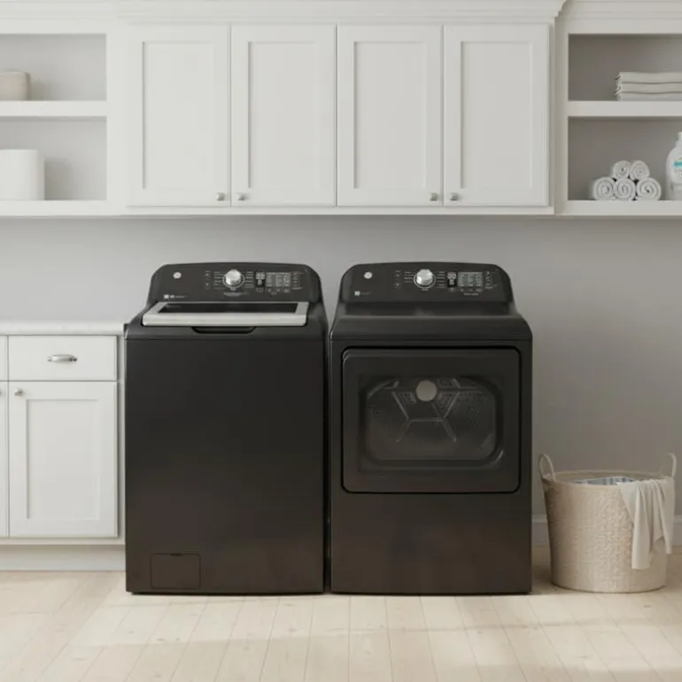 GE Washer & Dryer Kit, Black, Top-Load - GTW-GTD68