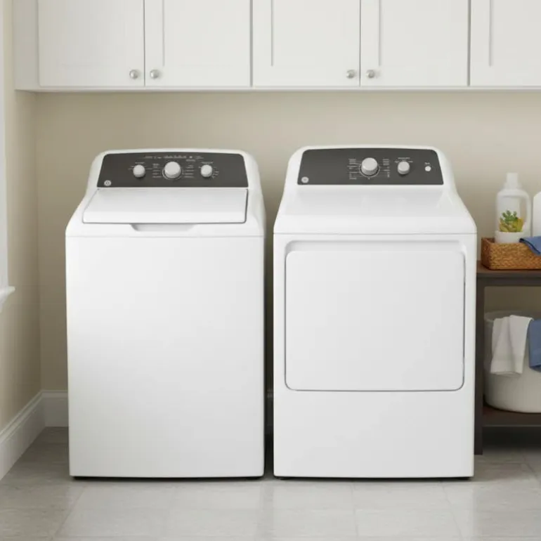 GE Washer & Dryer Kit, White, Top-Load - GTW-GTX34
