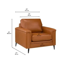 Genuine Leather Armchair - Cognac