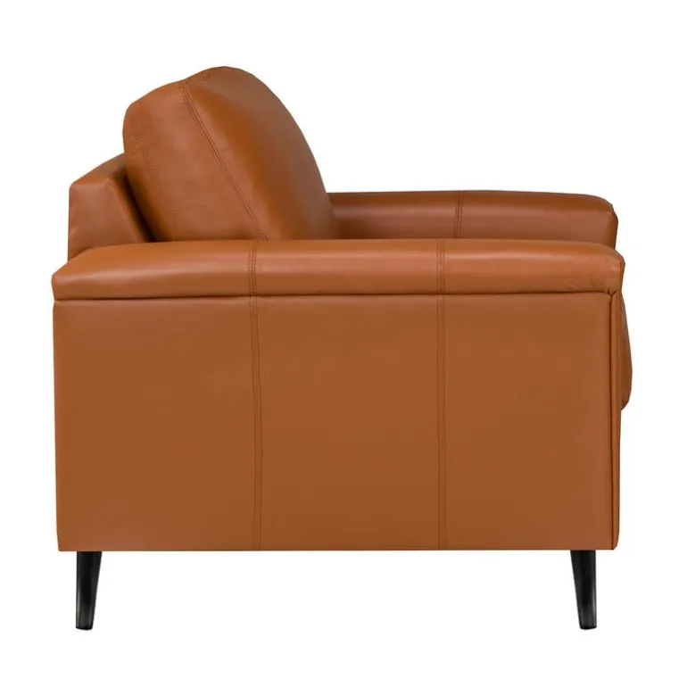 Genuine Leather Armchair - Cognac