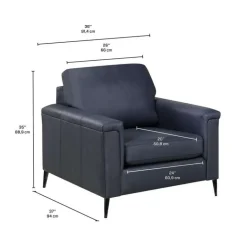 Genuine Leather Armchair - Blue