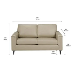 Genuine Leather Loveseat - Beige