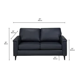 Genuine Leather Loveseat - Blue