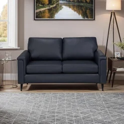 Genuine Leather Loveseat - Blue
