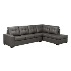 Genuine Leather Loveseat Sectional - Right-Side Chaise
