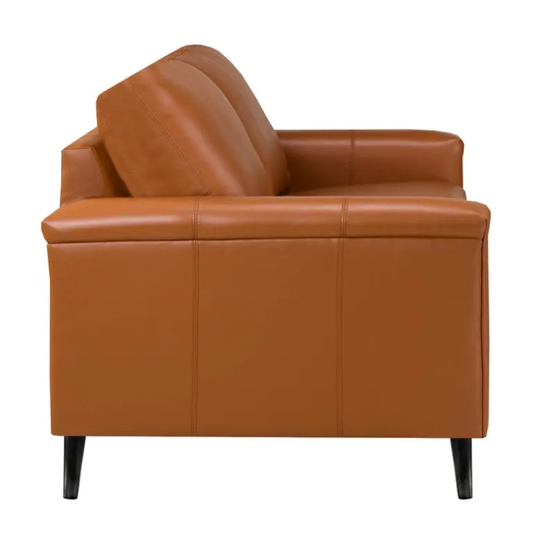 Genuine Leather Loveseat - Cognac
